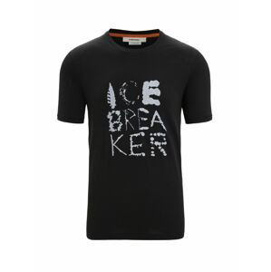 ICEBREAKER Mens Tencel Cotton SS Tee Natural Logo, Black velikost: L