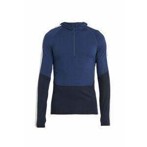 ICEBREAKER Mens Merino 200 Sonebula LS Half Zip Hood, Mid Nvy/Royal Nvy/Snow velikost: L