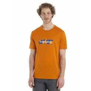 ICEBREAKER Mens Merino 150 Tech Lite II SS Tee Natural Shades Logo, Earth velikost: S