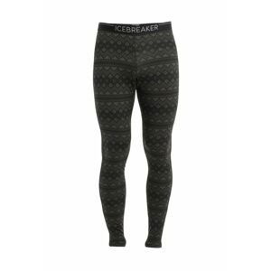 ICEBREAKER Mens Merino 200 Oasis Leggings First Snow, Black/Loden/Aop velikost: L