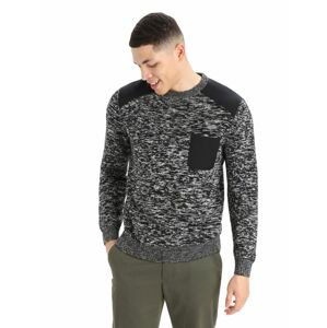 Pánský svetr ICEBREAKER Mens Barein Crewe Sweater, Black/Snow velikost: L