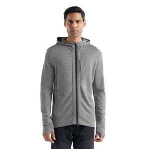 pánská merino mikina s kapucí, zip ICEBREAKER Mens Quantum III LS Zip Hoodie, Metro Heather/Black velikost: L