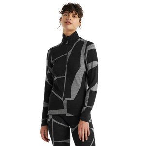 Dámské triko dlouhý rukáv  ICEBREAKER Wmns 250 Vertex LS Half Zip  Landscapes, Black/J velikost: M