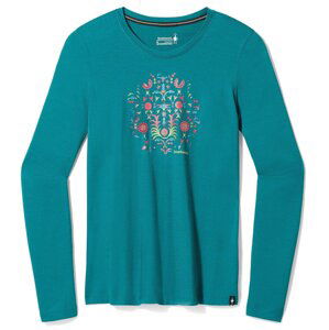 Smartwool W FLORAL TUNDRA GRAPHIC LONG SLEEVE TEE emerald green Velikost: S tričko