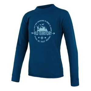SENSOR MERINO DF TERRITORY dětské triko dl.rukáv deep blue Velikost: 110 dětské triko s dlouhým rukávem