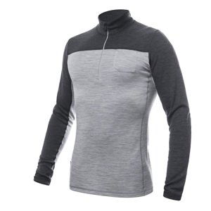 SENSOR MERINO BOLD pánské triko dl.rukáv zip cool gray/anthracite Velikost: S pánské tričko s dlouhým rukávem