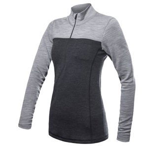 SENSOR MERINO BOLD dámské triko dl.rukáv zip anthracite/cool gray Velikost: M dámské tričko s dlouhým rukávem