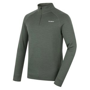 Husky Pánská merino mikina Aron Zip M khaki Velikost: XXXL pánská mikina