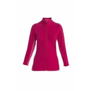 Dámská merino mikina, zip ICEBREAKER Wmns Descender LS Zip, Electron Pink/Tempo velikost: L