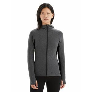 ICEBREAKER Wmns Descender LS Zip Hood, Jet Heather/Black velikost: M