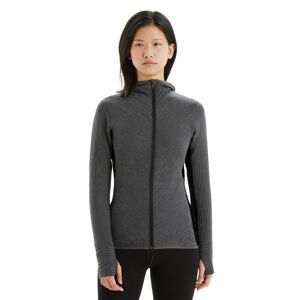 Dámská merino mikina s kapucí, zip ICEBREAKER Wmns Descender LS Zip Hood, Jet Heather/Black velikost: XL