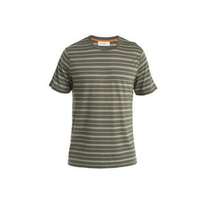 ICEBREAKER Mens Wave SS Tee Stripe, Loden/Lichen/Snow velikost: M