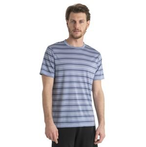 Pánské merino triko krátký rukáv ICEBREAKER Mens Wave SS Tee Stripe, Kyanite/Dawn/Snow velikost: M