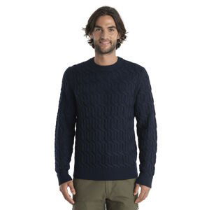 ICEBREAKER Mens Merino Cable Knit Crewe Sweater, Midnight Navy velikost: L