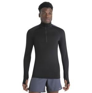 Pánské merino triko dlouhý rukáv, 1/2 zip ICEBREAKER Mens Merino 125 ZoneKnit™ LS Half Zip, Black/Graphite/Cb velikost: M