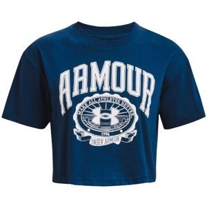 Dámské tričko Under Armour Collegiate Crest Crop SS - varsity blue - XS - 1379402-426