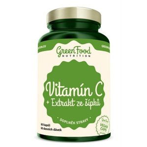 GreenFood Vitamín C + Extrakt ze šípků 500mg 60 kapslí