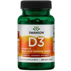 Swanson Vitamín D3 5000 IU 250 kapslí