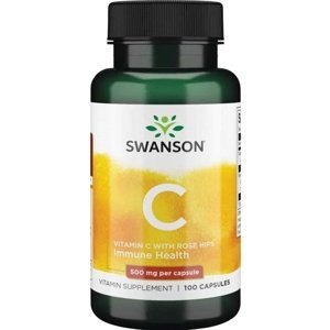 Swanson Vitamin C 500 mg with Rose Hips 100 kapslí