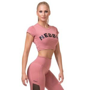 Nebbia Sporty Hero crop top s krátkým rukávem 584 old rose - S