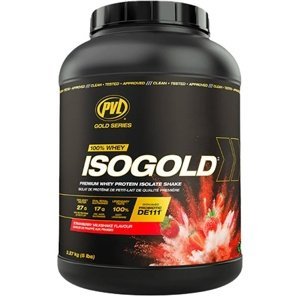 PVL Gold Series 100 % Whey Isogold 2270 g - jahodový milkshake