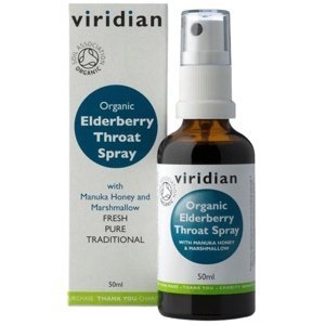 Viridian Nutrition Viridian Elderberry Throat spray 50ml Organic (Sprej při bolesti v krku a kašli)