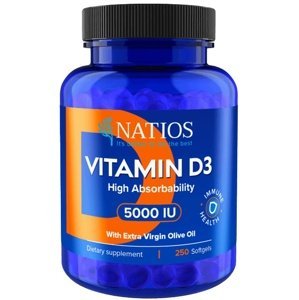 NATIOS Vitamin D3 Vysoce vstřebatelný 5000 IU 250 kapslí