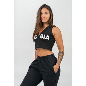 Nebbia Crop mikina bez rukávů MUSCLE MOMMY 258, černá, L