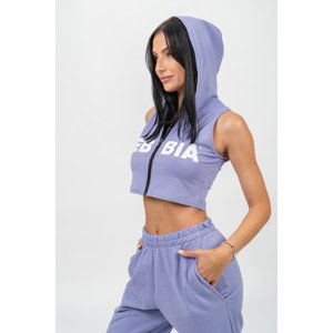 Nebbia Crop mikina bez rukávů MUSCLE MOMMY 258, M, fialová