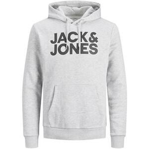 Jack&Jones Pánská mikina JJECORP 12152840 Light Grey Melange Reg /Large Print S