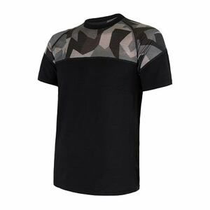 SENSOR MERINO IMPRESS pánské triko kr.rukáv černá/camo Velikost: XL