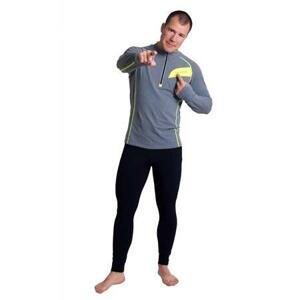 PROGRESS FALCON pánský sportovní pulovr se zipem S šedý melír/reflexní žlutá