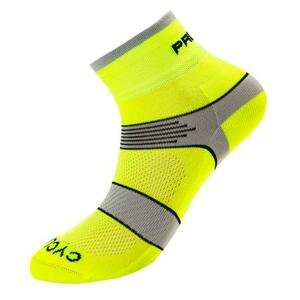 PROGRESS CYCLING SOX cyklistické ponožky 39-42 reflexní žlutá/šedá, 6-8