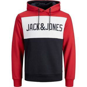 Jack&Jones PLUS Pánská mikina JJELOGO 12173965 Tango Red 4XL, XXXXL