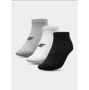 4F Pánské kotníkové ponožky - velikost 43-46 white+deep black+middle grey melange 43-46
