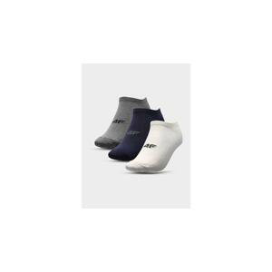 4F Pánské kotníkové ponožky, white+navy, melange+grey, melange, 39 - 42