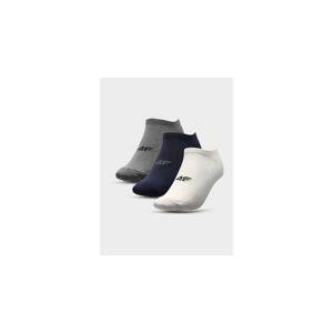 4F Pánské kotníkové ponožky, white+navy, melange+grey, melange, 43 - 46