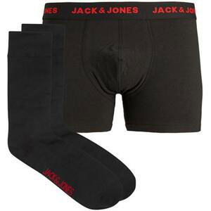 Jack&Jones Pánská sada - boxerky a ponožky JACRON 12205034 Black M, 40 - 42