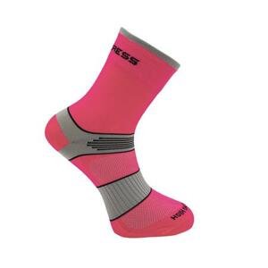 PROGRESS CYCLING HIGH SOX cyklistické ponožky 35-38 neon růžová/šedá