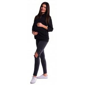 Be MaaMaa Těhotenské a kojící teplákové triko - černé XXL (44)