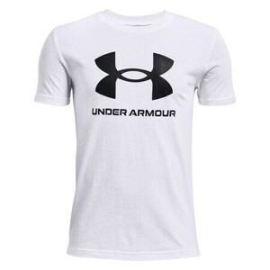Under Armour Dětské triko Sportstyle Logo SS - velikost YL white YXS, Bílá, 122, –, 127