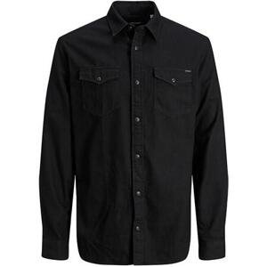 Jack&Jones Pánská košile JJESHERIDAN Slim Fit 12138115 Black Denim L
