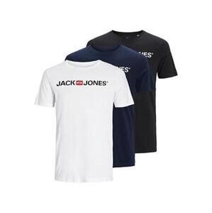 Jack&Jones 3 PACK - pánské triko JJECORP Slim Fit 12191330 Black/White/Navy M