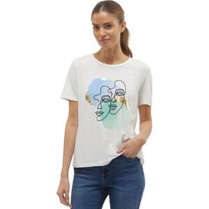 Vero Moda Dámské triko VMIFACEY Relaxed Fit 10306773 Snow White BLUE FACE L