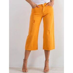 Fashionhunters Roztrhané oranžové džíny 36