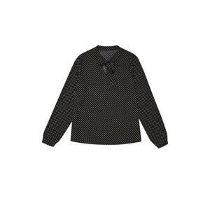 MOODO Vzorovaná košile s ozdobným výstřihem - černá - xs