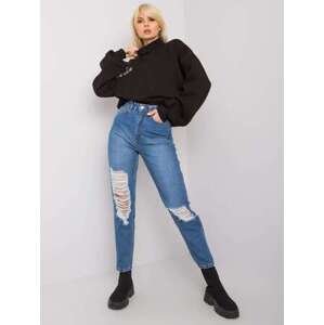 Fashionhunters Kessy RUE PARIS modré roztrhané mom jeans velikost: 42