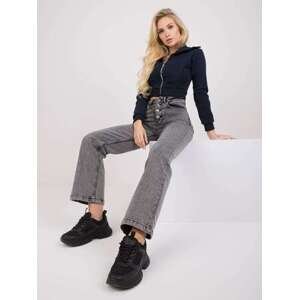 Fashionhunters Seville tmavě šedé džíny s vysokým pasem Velikost: 28