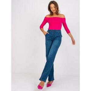 Fashionhunters Modré rozevláté džíny s vysokým pasem Jovite RUE PARIS velikost: 34