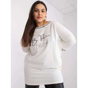 Fashionhunters Mikinová tunika Ecru plus size s nášivkou Blanche velikost: ONE SIZE, JEDNA, VELIKOST